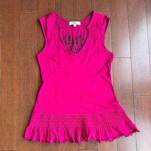 Vintage L.E.I. Fuschia Ruffle Tank‎